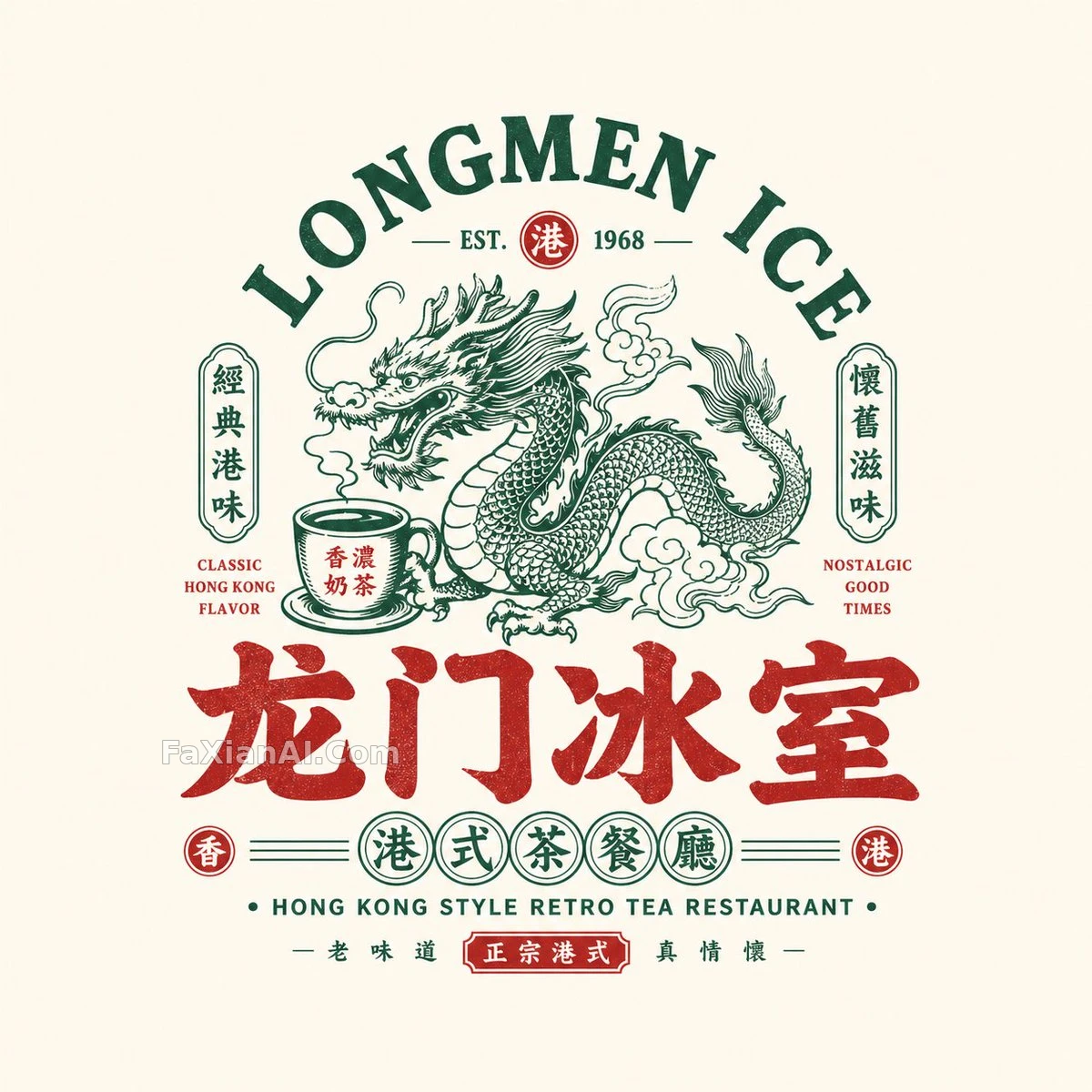 Fill-in-the-Blank Retro Chinese Eatery Badge