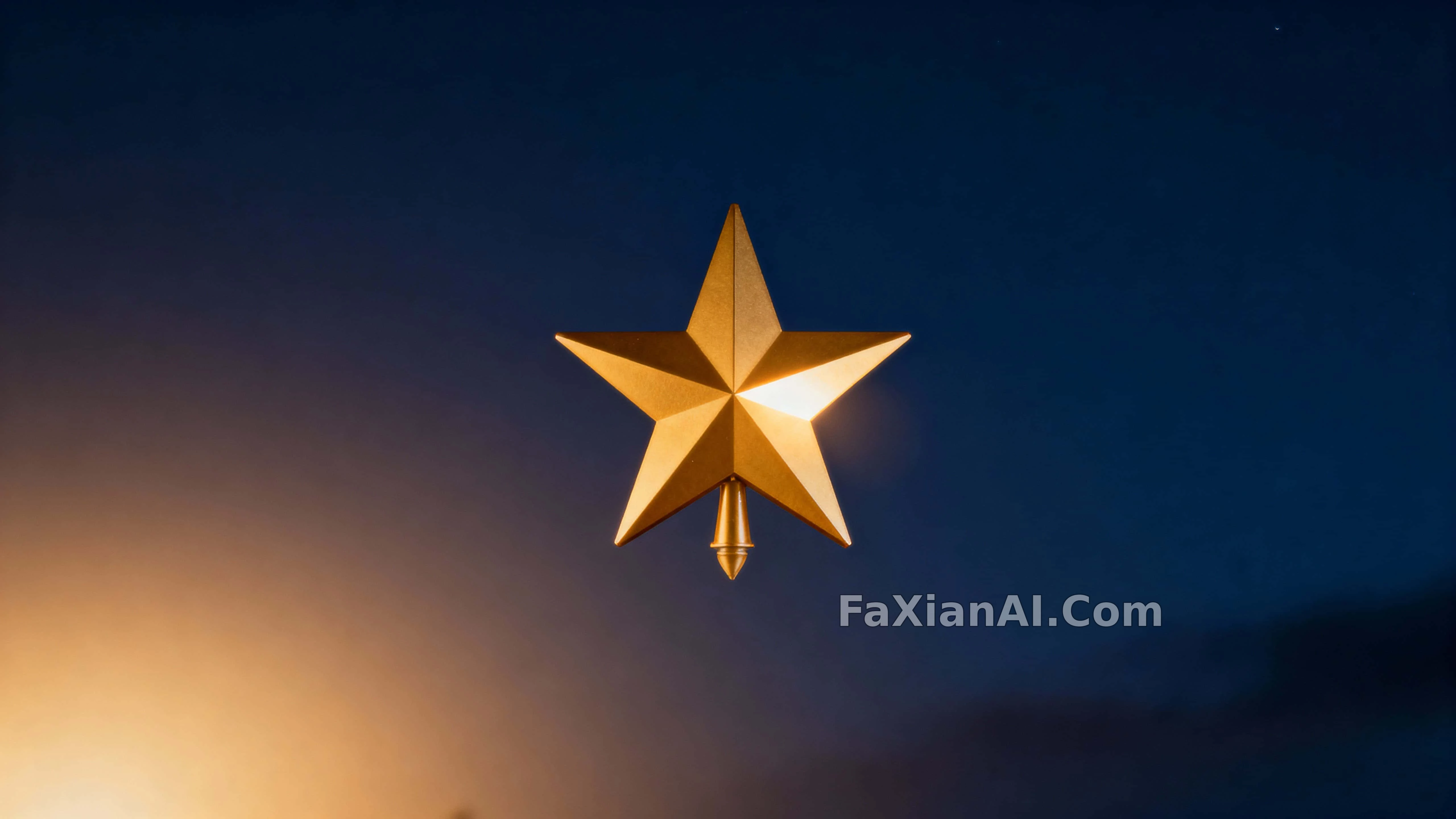A Gold Tree-Topper Star Hanging in Midnight Blue