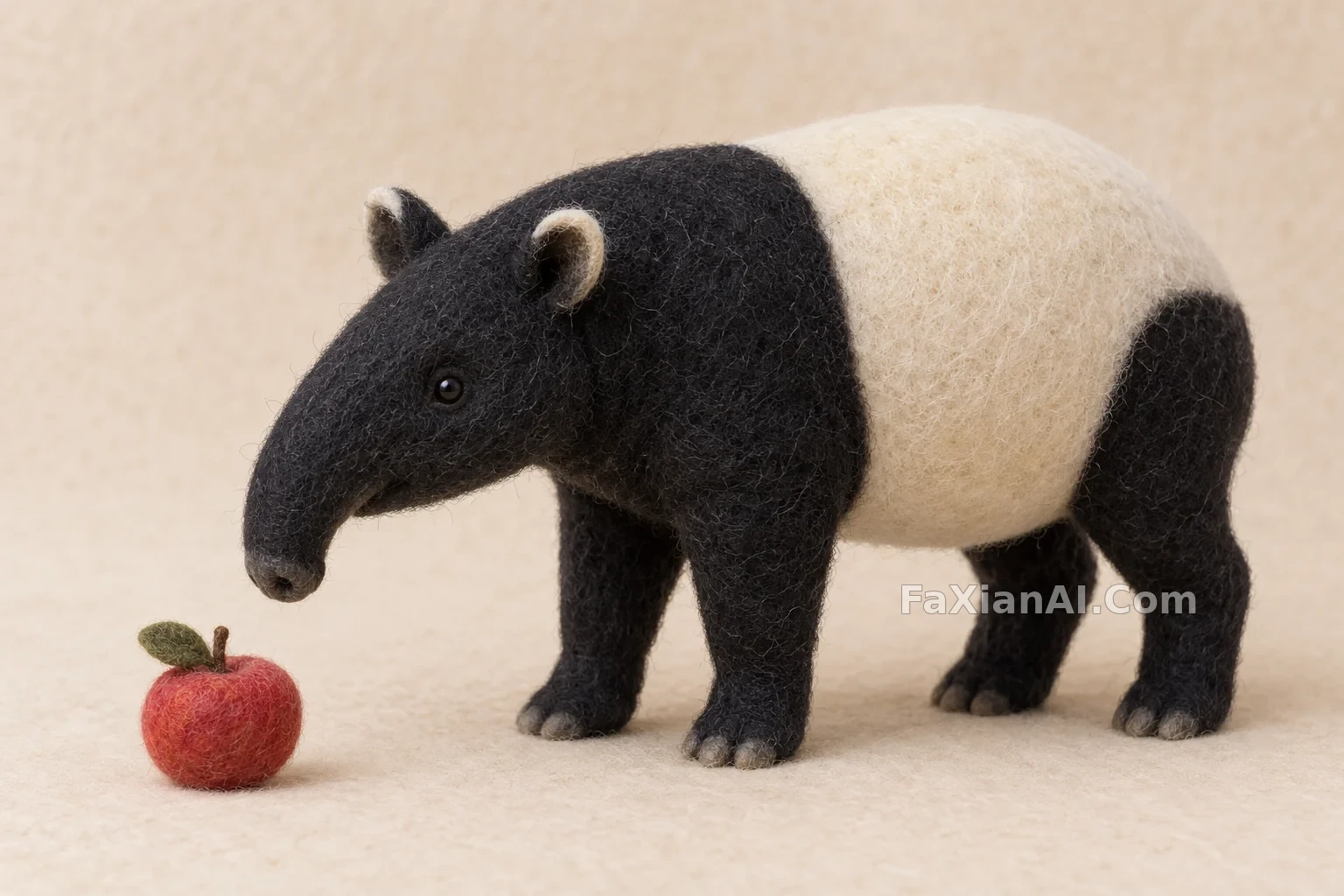 毛毡貘守着一颗小苹果 · GPT Image 2.5 成图