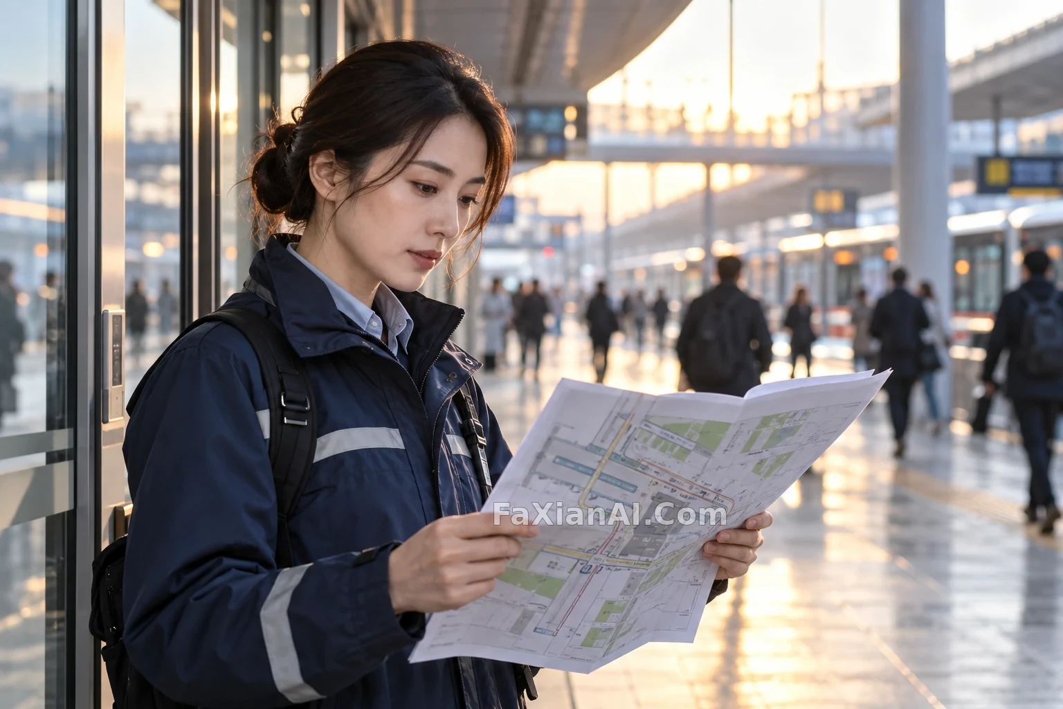 清晨换乘站的长焦肖像