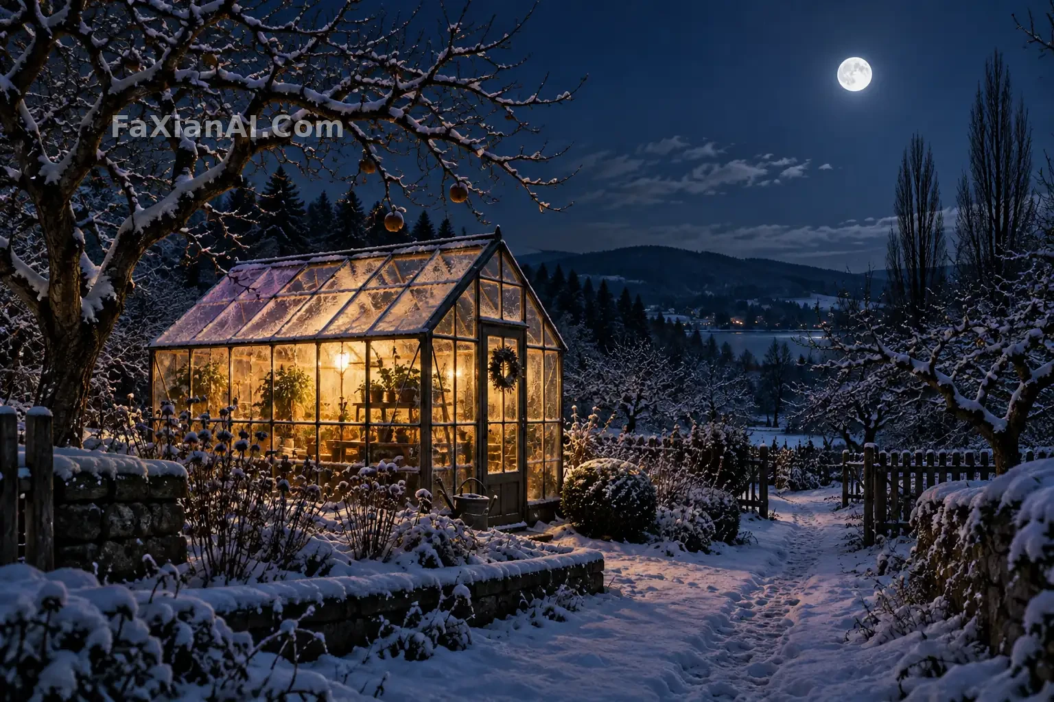 月夜里的纸灯温室 · GPT Image 2.5 成图