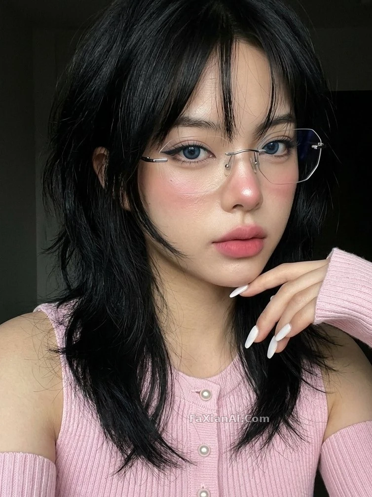 울프컷 앞머리에 안경, 몸을 20도 틀다