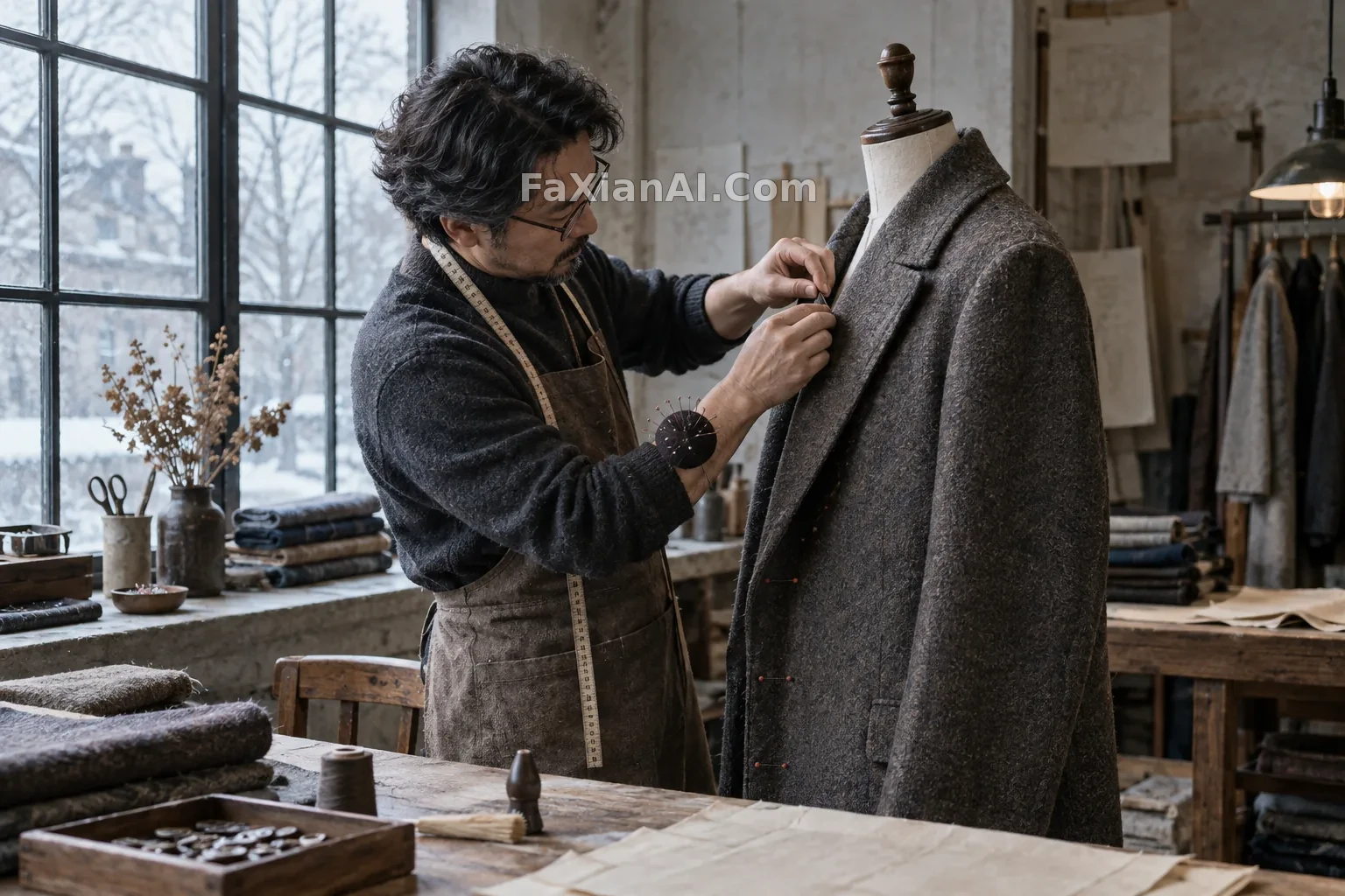 窗光里的成年裁缝 · GPT Image 2.5 成图