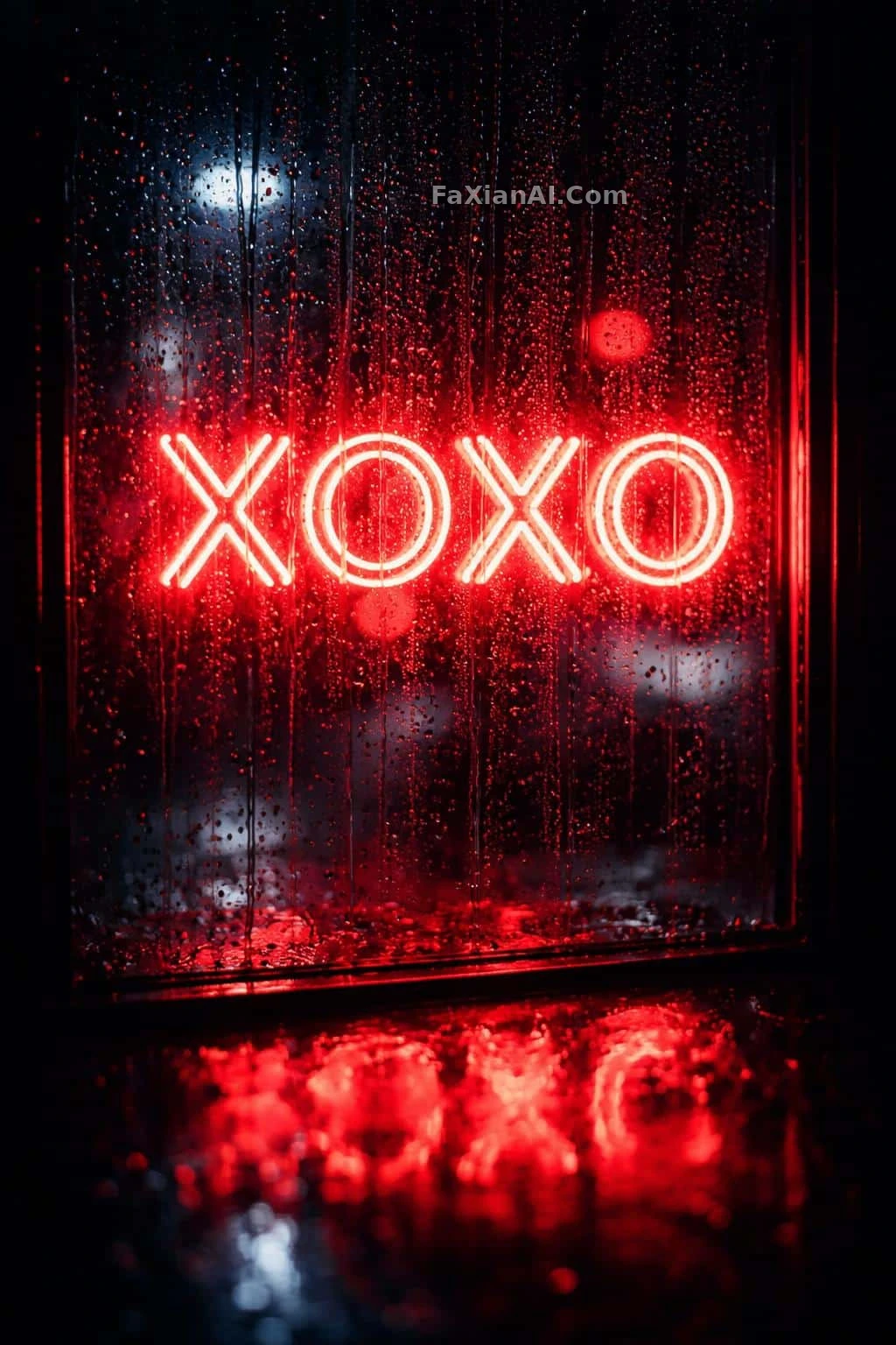 雨天窗上那个红色XOXO