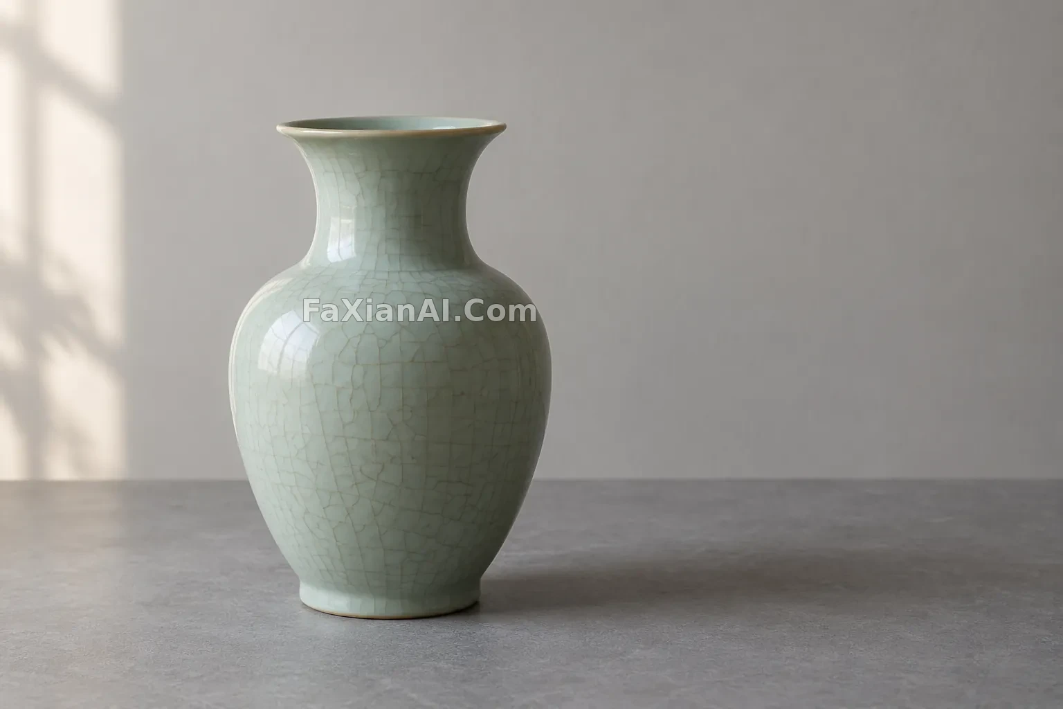 灰色影棚里的一只青瓷瓶 · GPT Image 2.5 成图