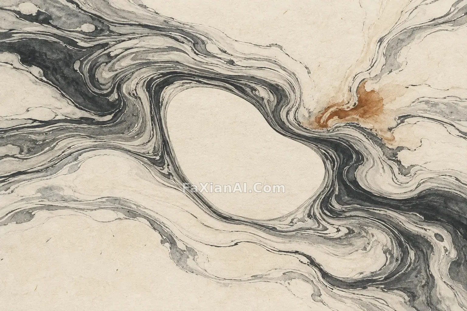 墨流绕过卵石的年轮 · GPT Image 2.5 成图