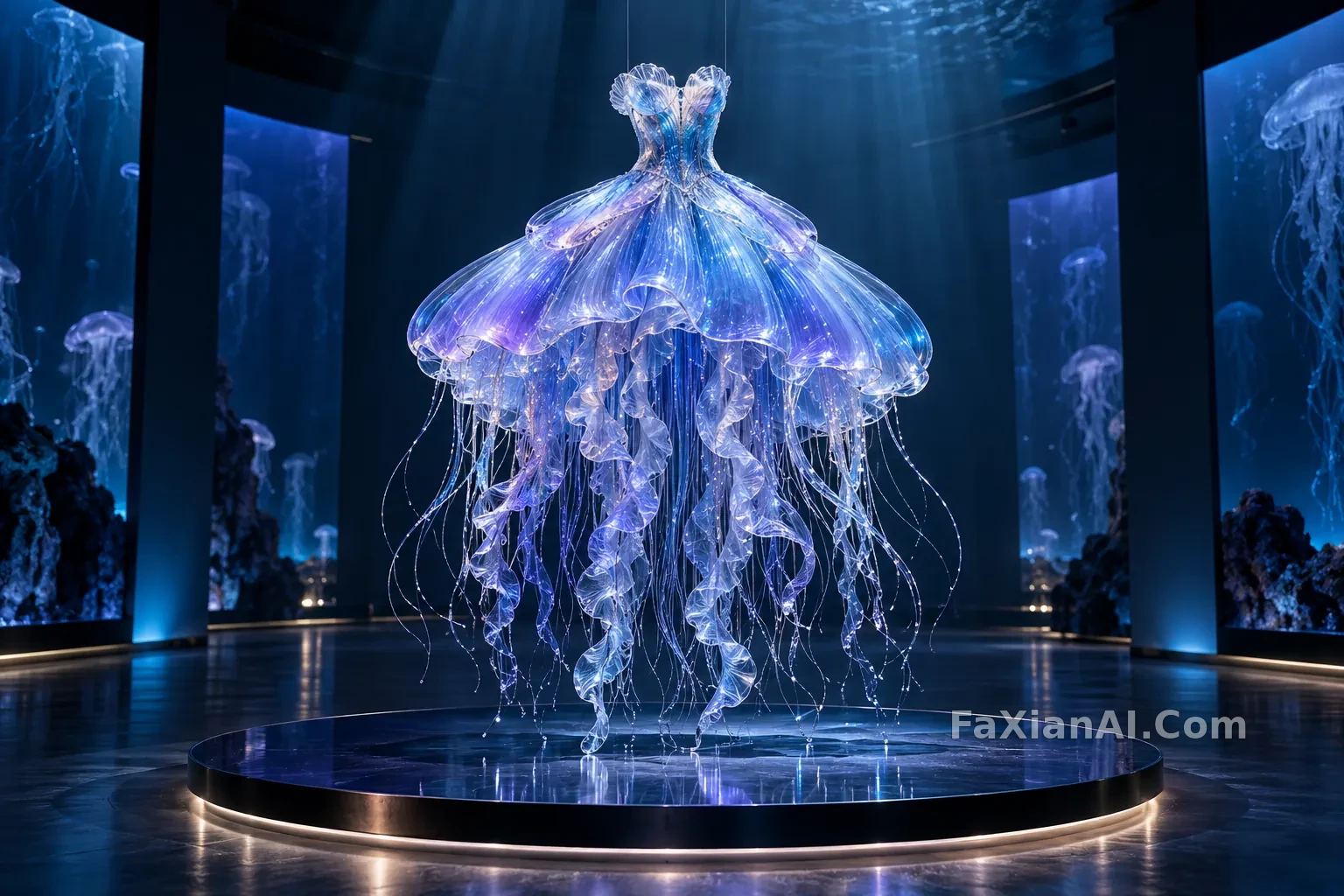 浮游水母的玻璃纱裙 · GPT Image 2.5 成图