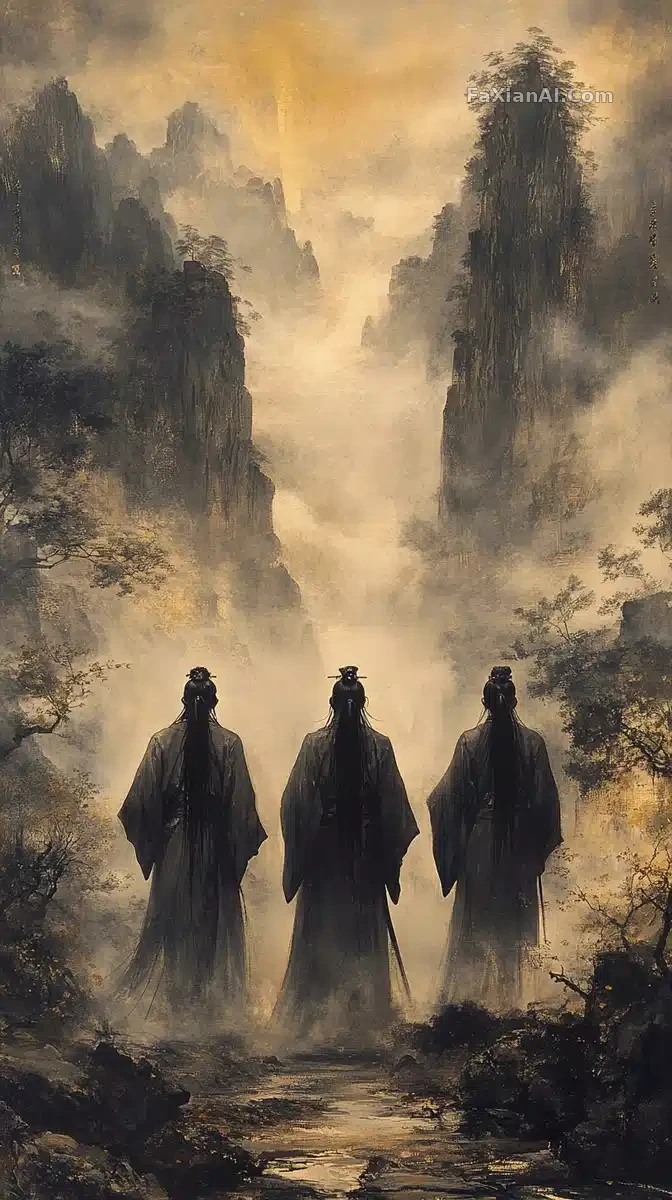 神明背影,挂轴里的金光穿云 · Midjourney 成图